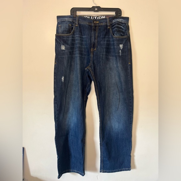 Evolution In Design Denim Blue Jeans Men’s 40/32 Distressed Baggy Hip Hop - Picture 1 of 5